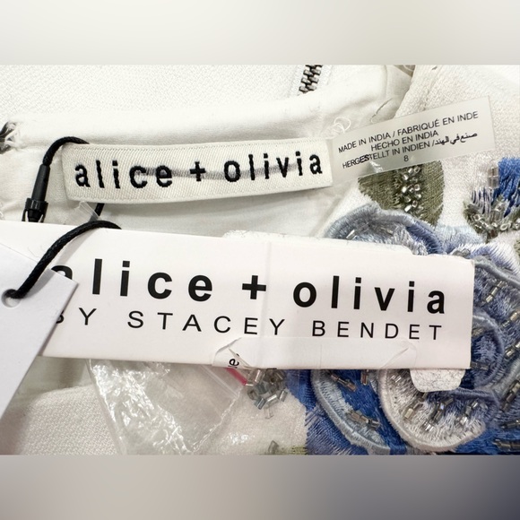 Alice and Olivia Clyde Embroidered  Floral Embellished Mini Dress - Picture 12 of 16